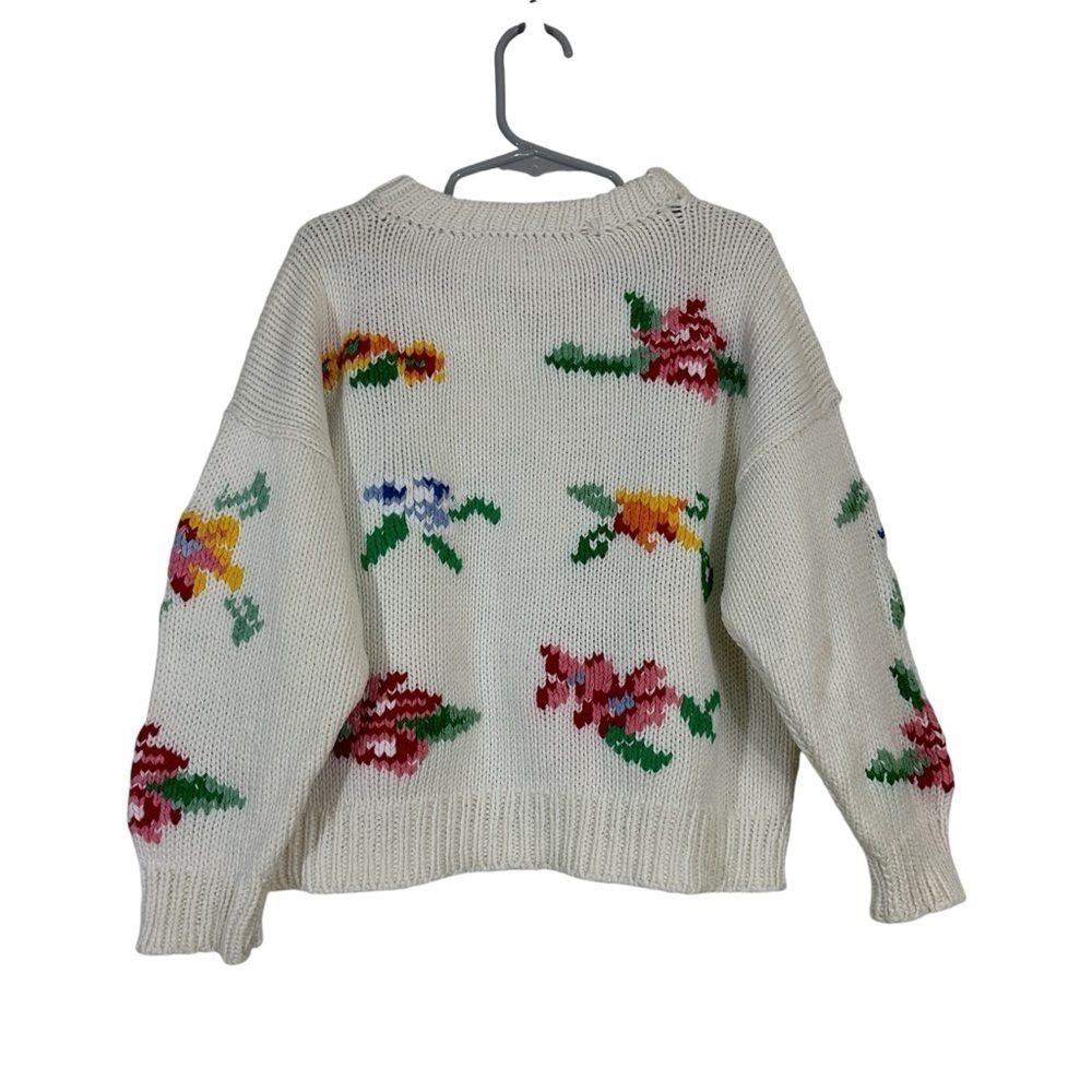 Girl’s Amazonias Hand Knit Floral Sweater - Picture 2 of 7